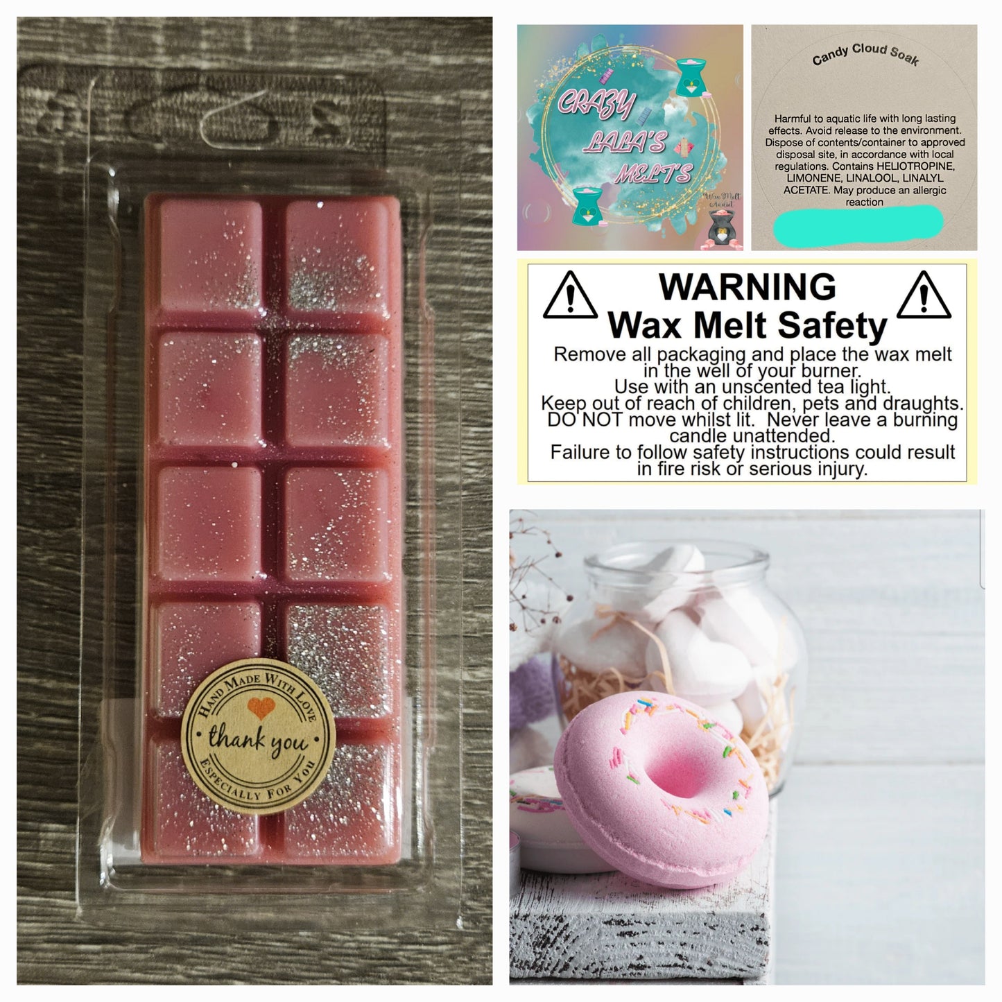 CANDY CLOUD SOAK wax melts snapbars crazy lala's melts