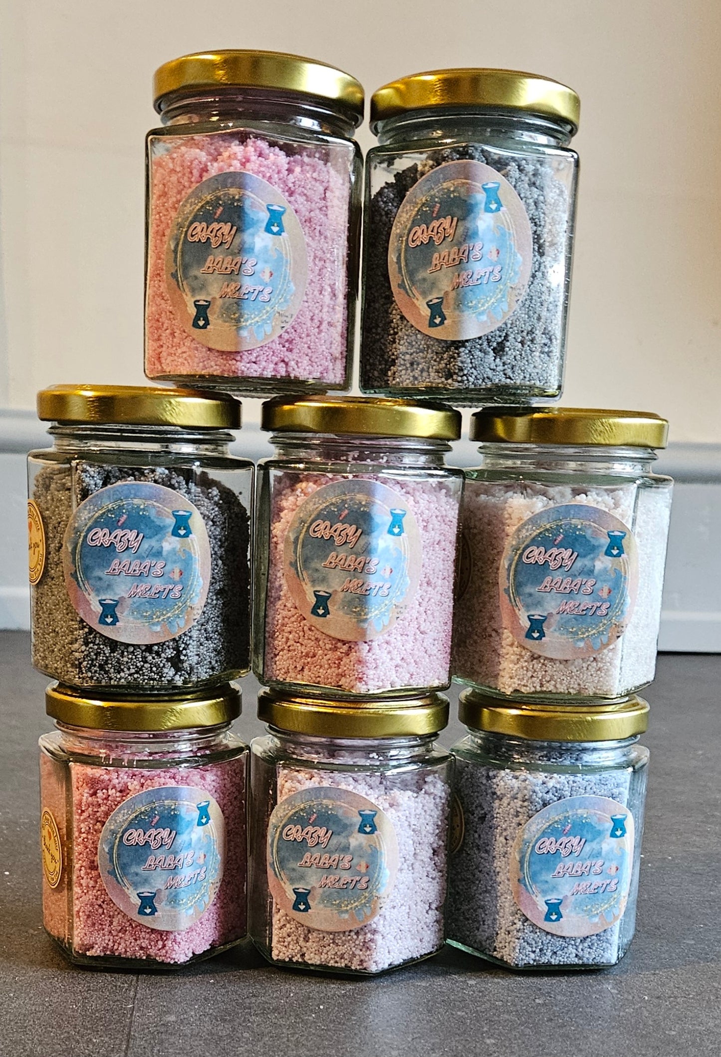 SNOW WAX WAX MELTS in small glass jars crazy lala's melts