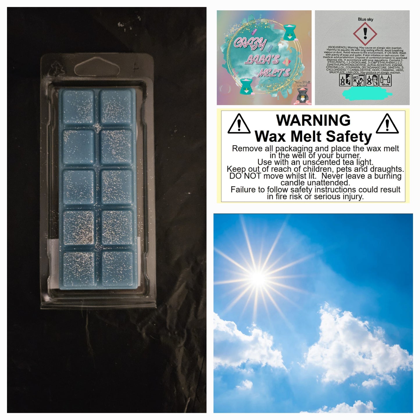 Blue sky wax melts snapbars crazy lala's melts