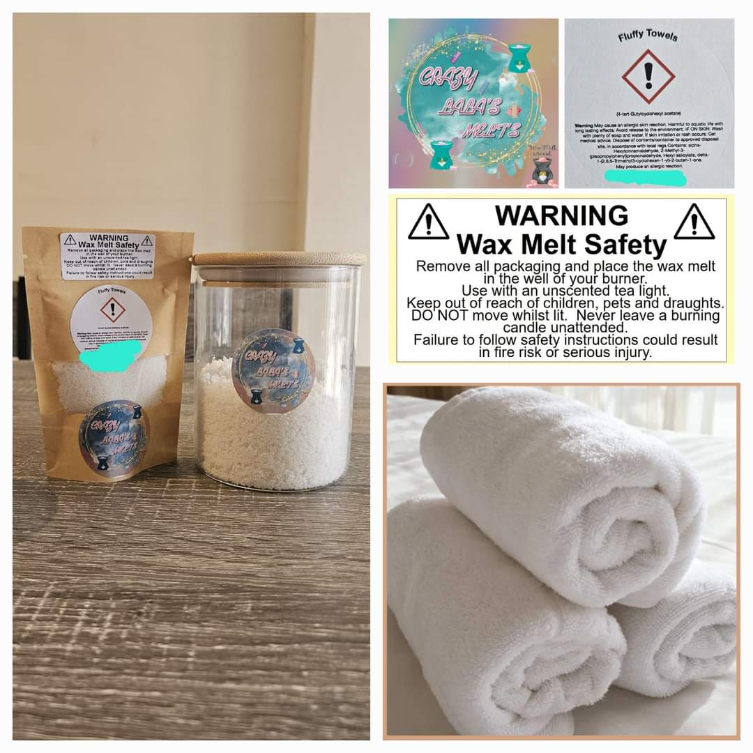FLUFFY TOWELS WAX MELTS SNOW WAX crazy lala's melts