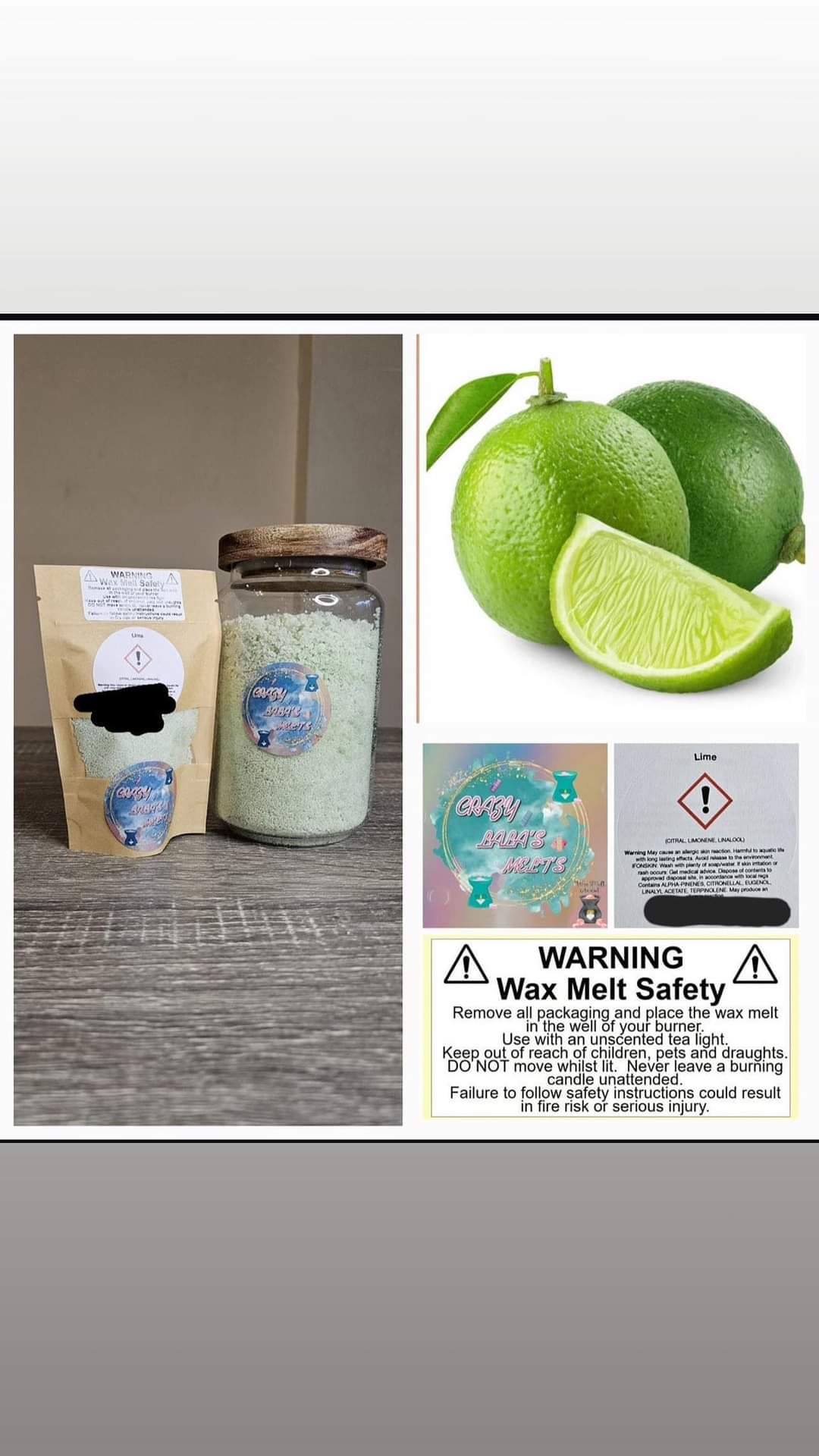 LIME WAX MELTS SNOW WAX crazy lala's melts