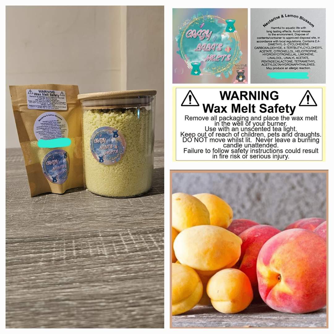 NECTARINE & LEMON BLOSSOM WAX MELTS SNOW WAX crazy lala's melts