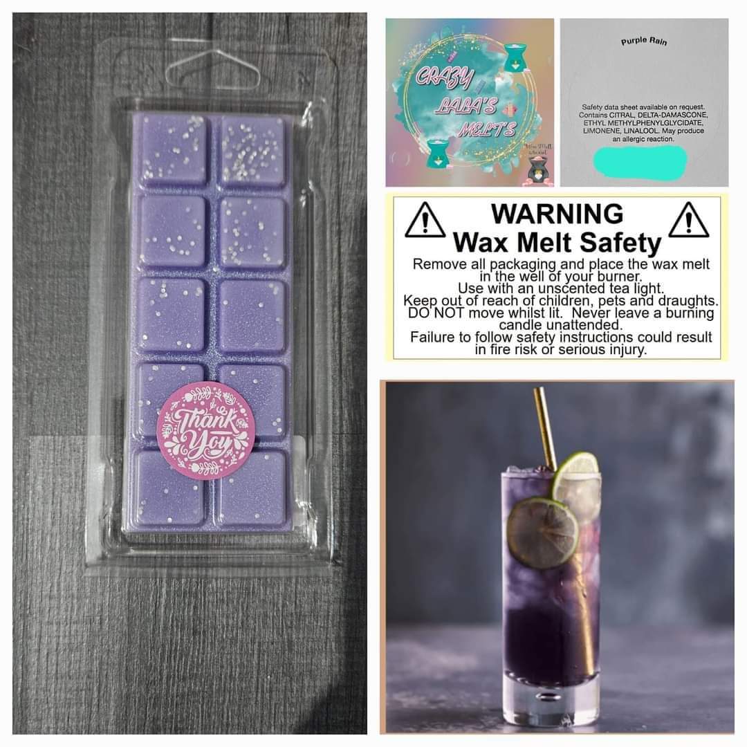 PURPLE RAIN WAX MELTS SNAPBARS crazy lala's melts