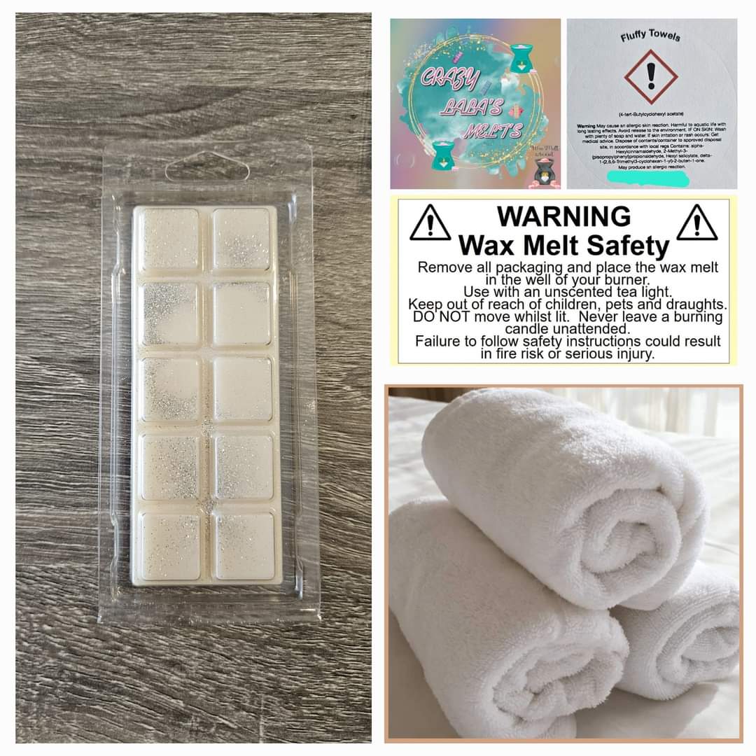 FLUFFY TOWELS WAX MELTS SNAPBARS crazy lala's melts