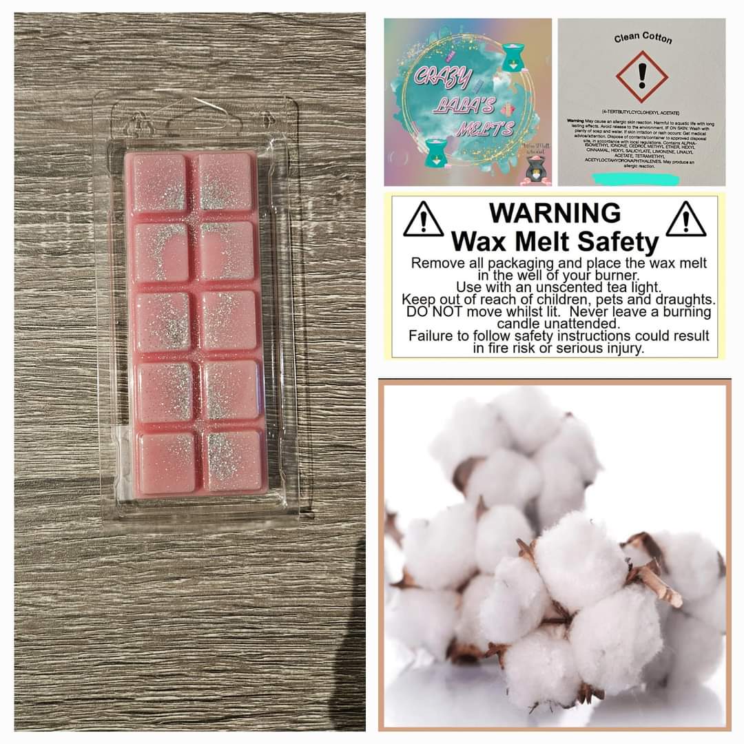 CLEAN COTTON WAX MELTS SNAPBARS crazy lala's melts