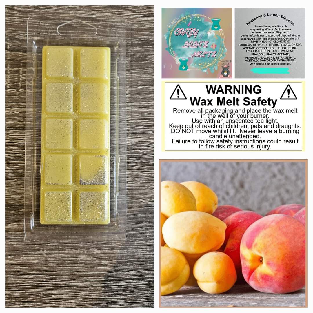 NECTARINE & LEMON BLOSSOM WAX MELTS SNAPBARS crazy lala's melts