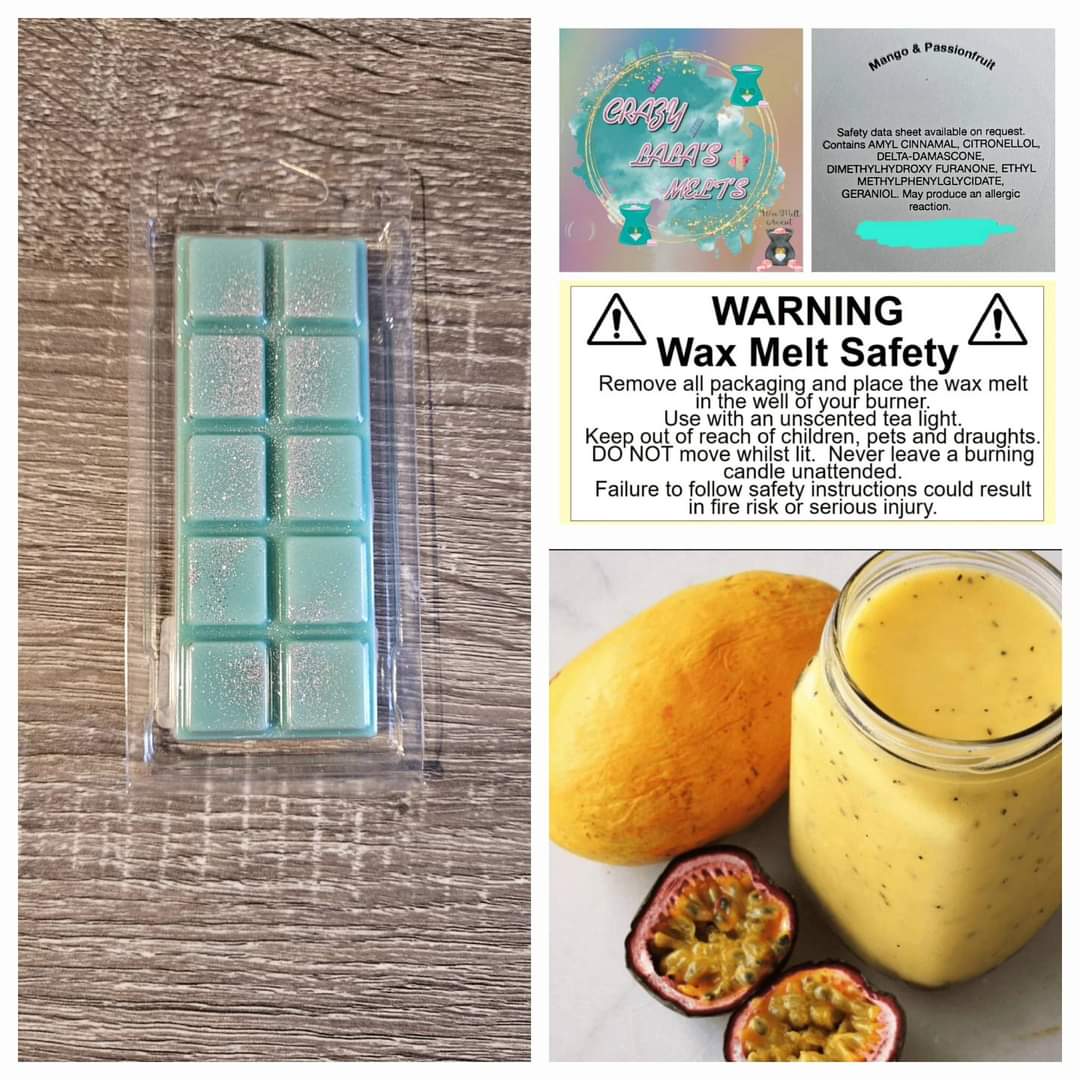 MANGO & PASSIONFRUIT WAX MELTS SNAPBARS crazy lala's melts