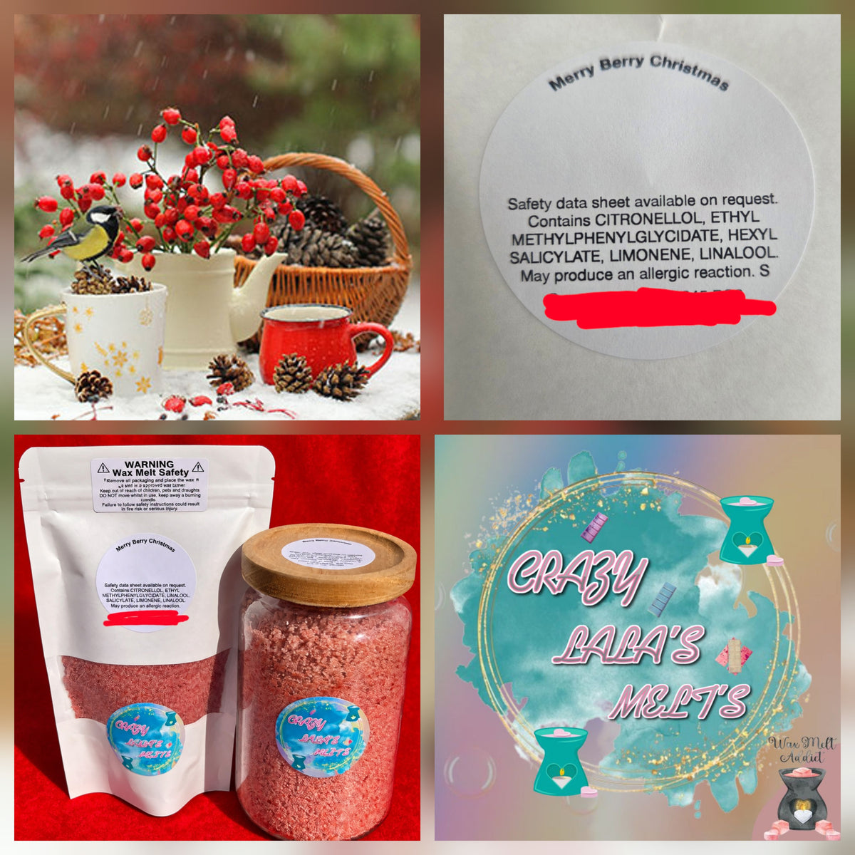 Crazy lala's melts merry berry Christmas wax melts snowwax