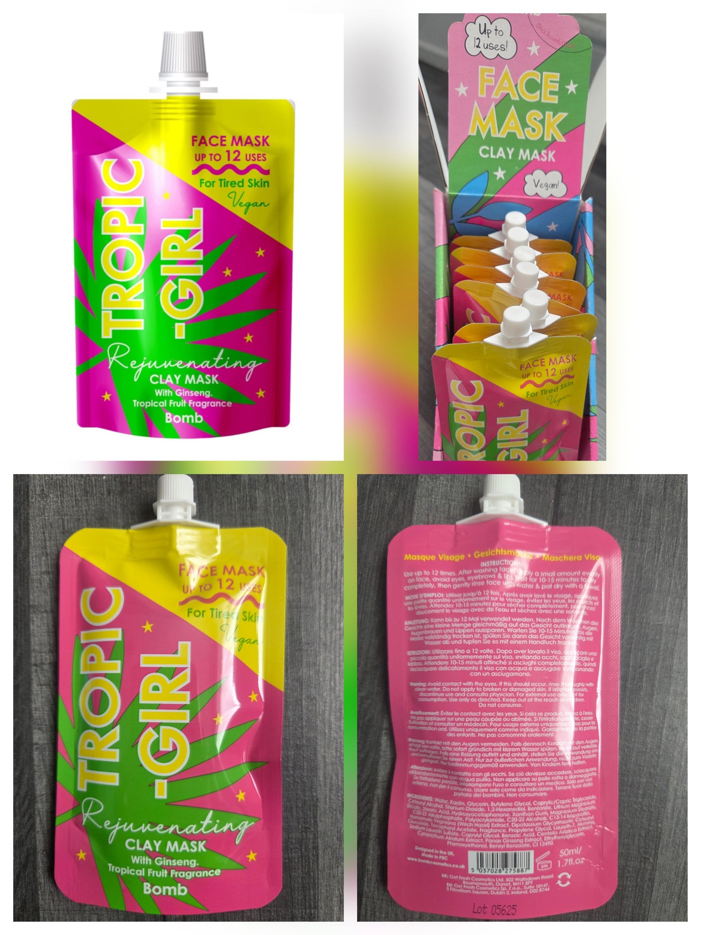 Crazy lala's melts TROPICAL GIRL clay face mask vegan bomb cosmetics