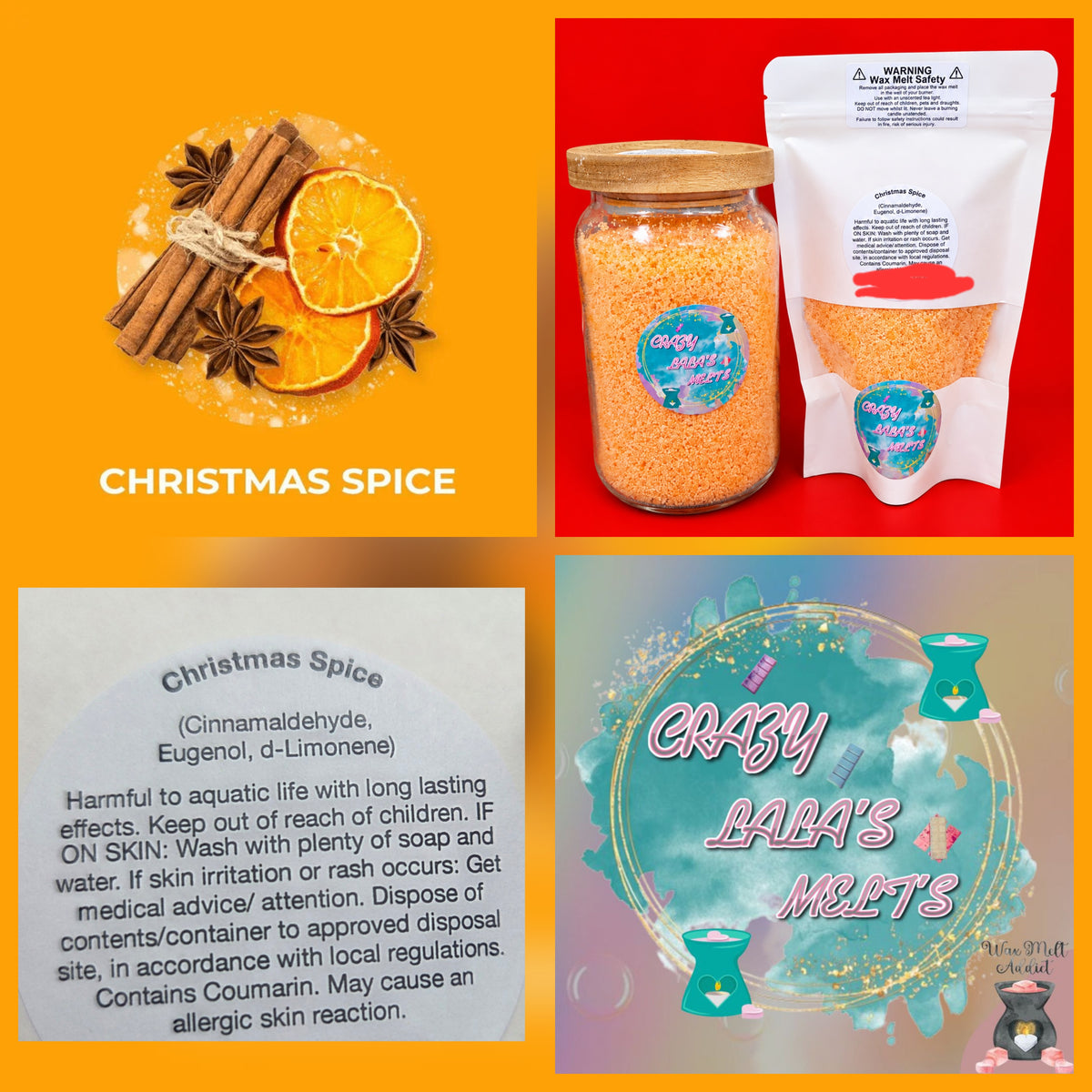 Crazy lala's melts wax melts snowwax Christmas spice