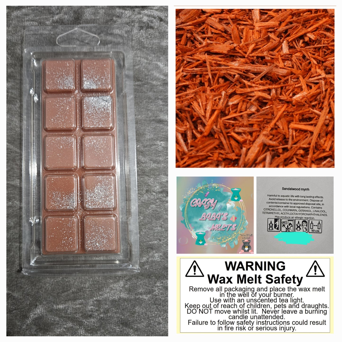 Sandalwood myrrh wax melt snapbars crazy lala's melts