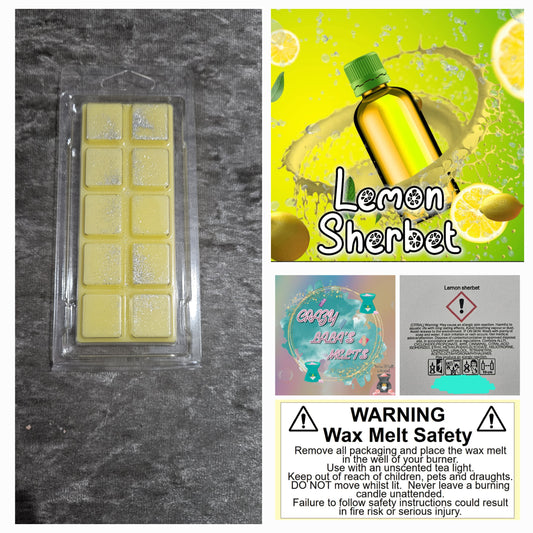 Lemon sherbet wax melt snapbars crazy lala's melts