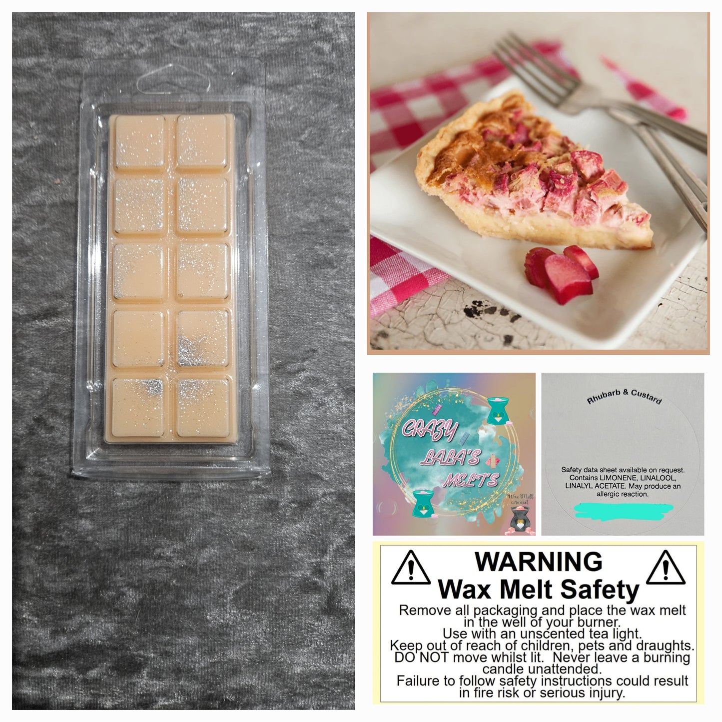 Rhubarb custard wax melts snapbars crazy lala's melts