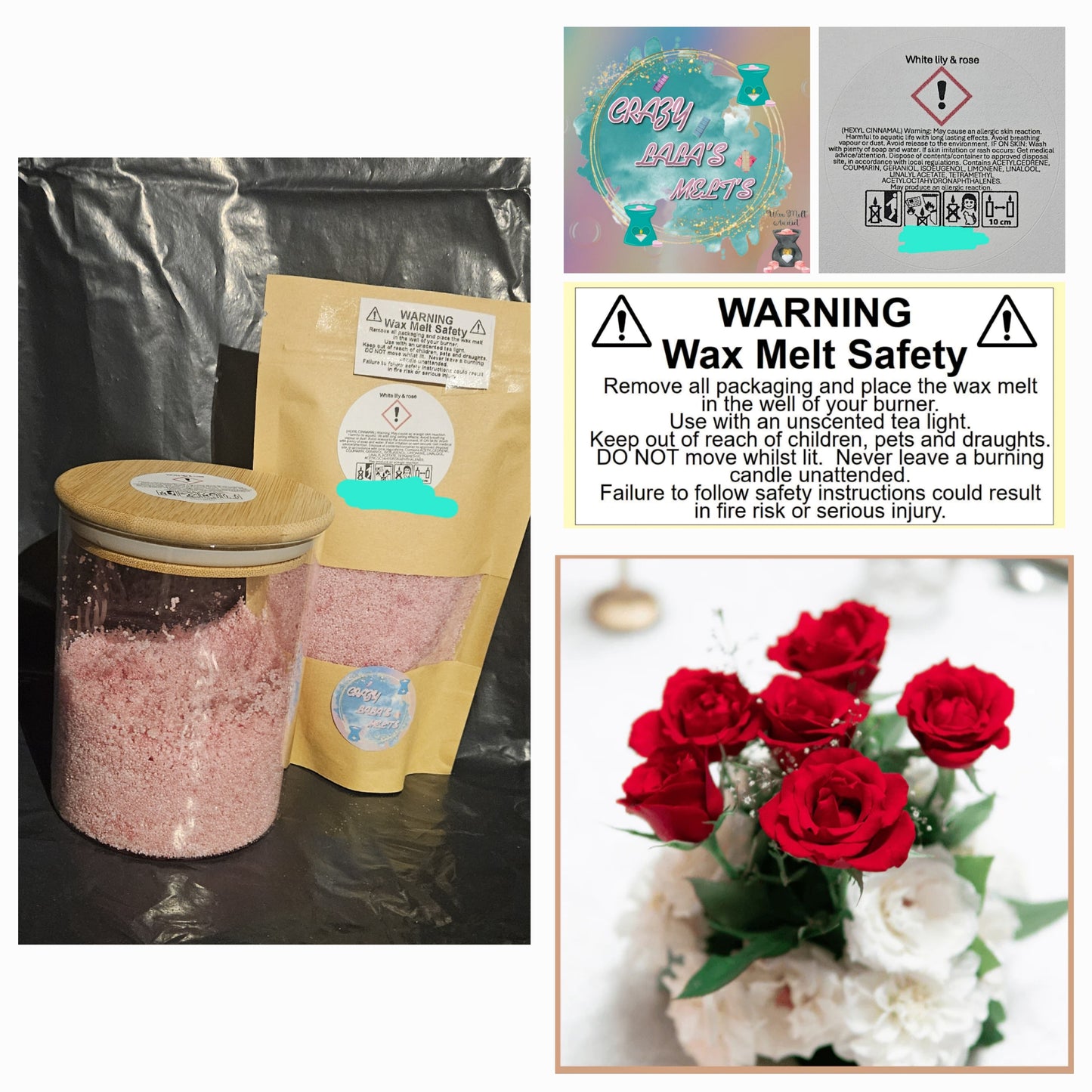 White lily rose wax melts snowwax crazy lala's melts