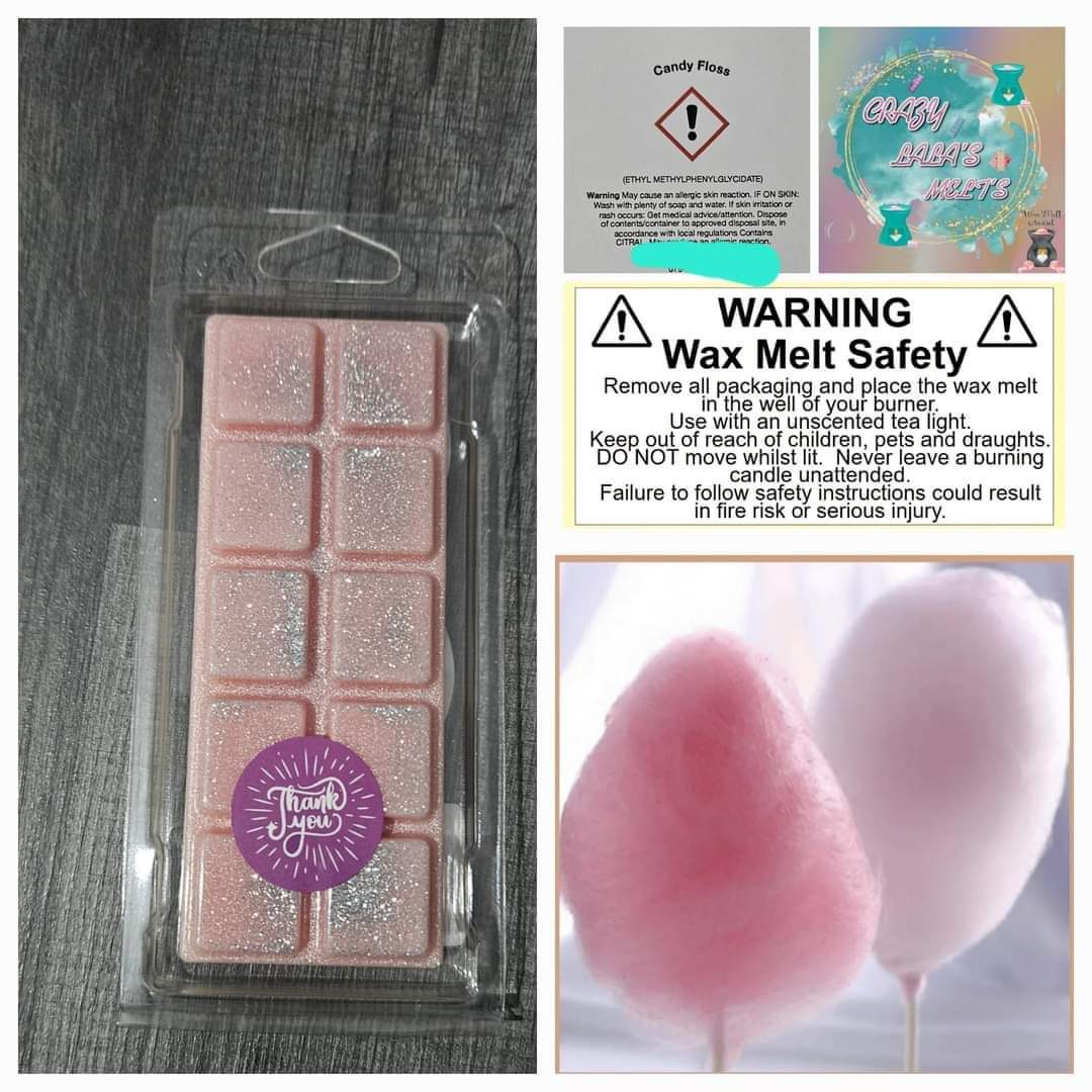 CANDY FLOSS WAX MELTS SNAPBARS crazy lala's melts