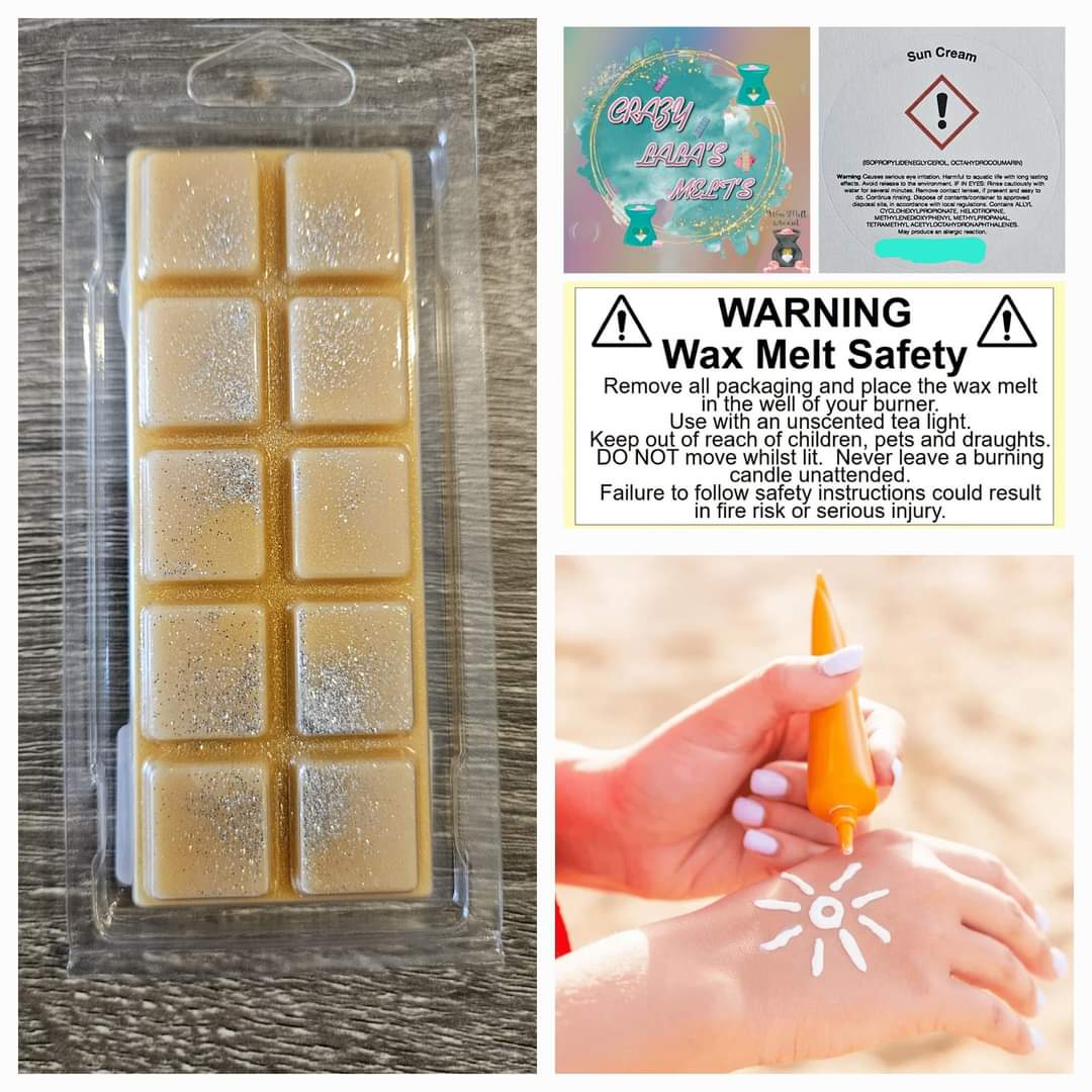 SUNCREAM WAX MELTS SNAPBARS crazy lala's melts