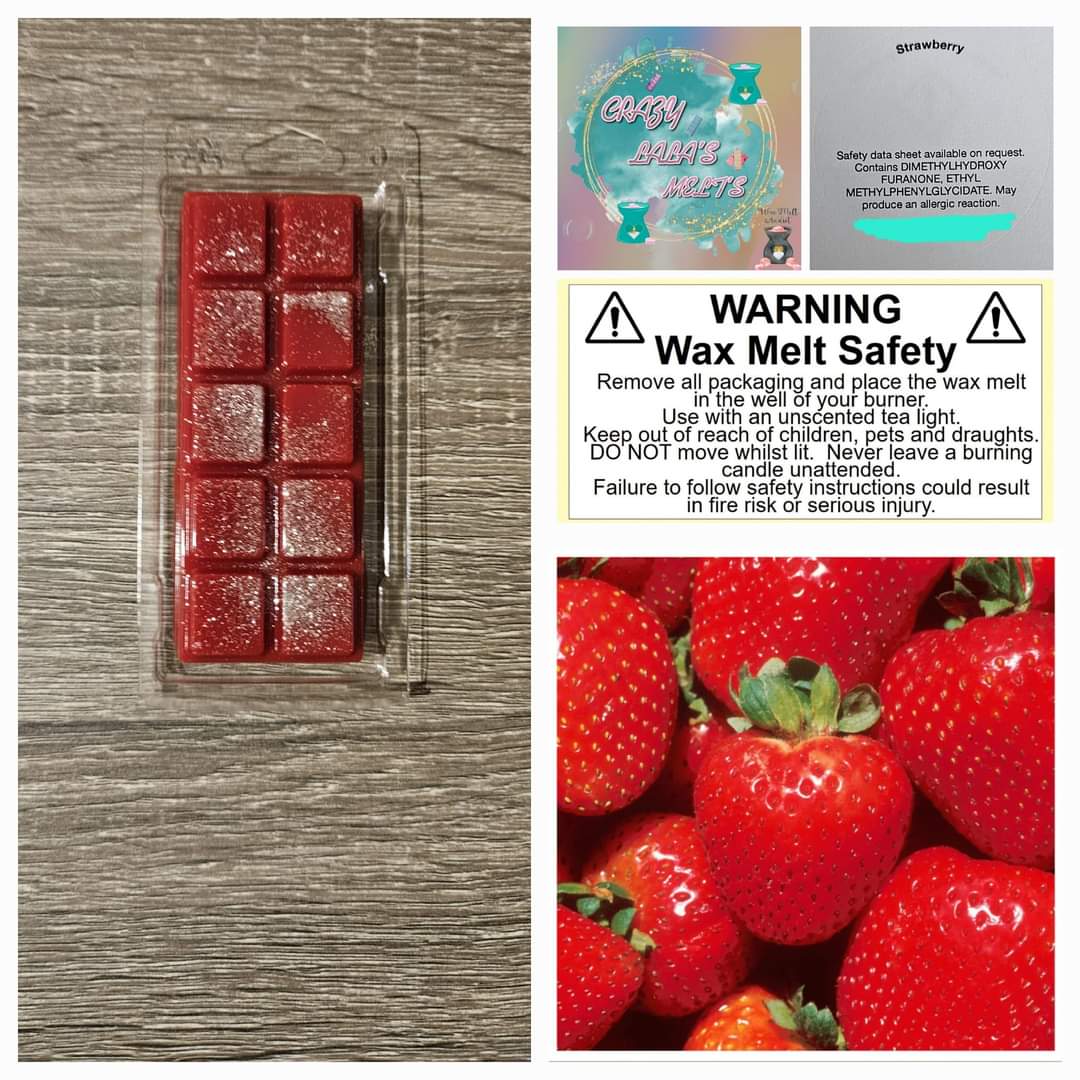 STRAWBERRY WAX MELTS SNAPBARS crazy lala's melts