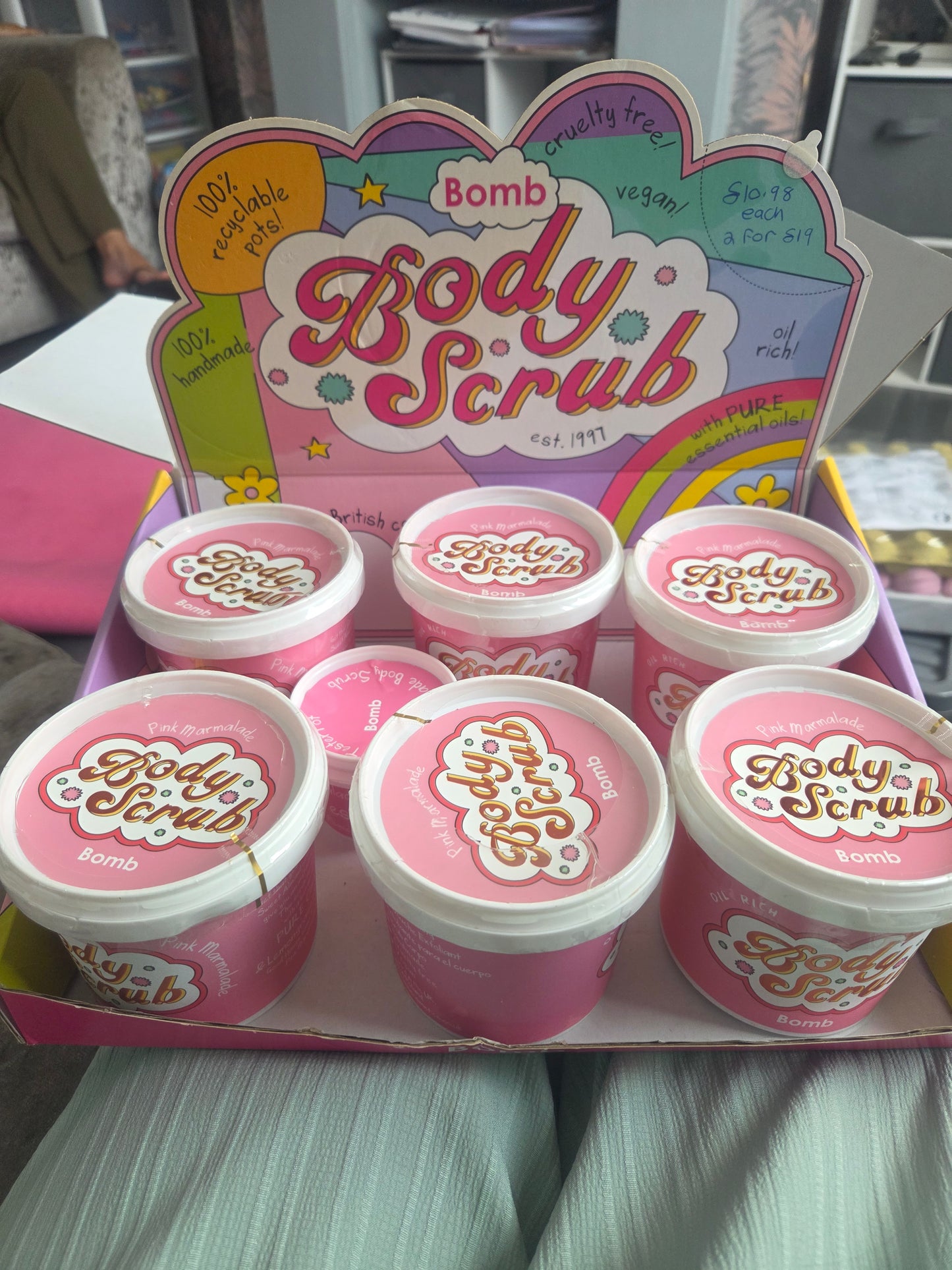 Pink marmalade body scrub bomb cosmetics crazy lala's melts