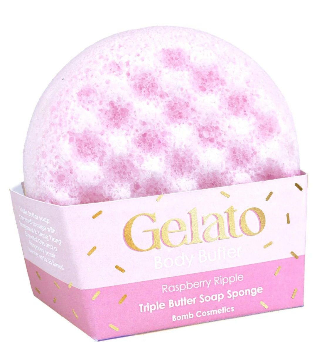 Raspberry Ripple Gelato body buffer bomb cosmetics crazy lala's melts