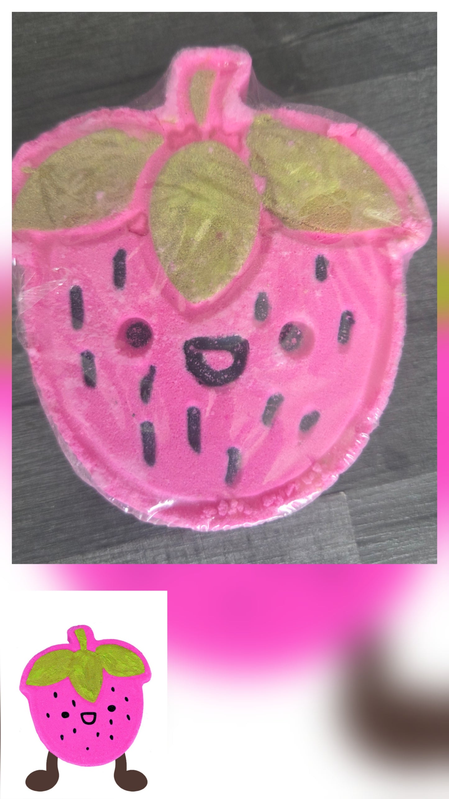 Crazy lala's melts Sammy the Strawberry Fizzy Rascal bath blaster bomb cosmetics