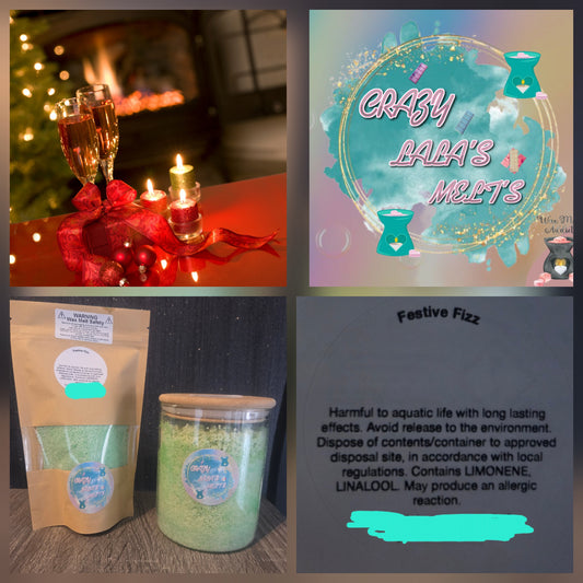 Festive fizz wax melts snowwax Christmas crazy lala's melts