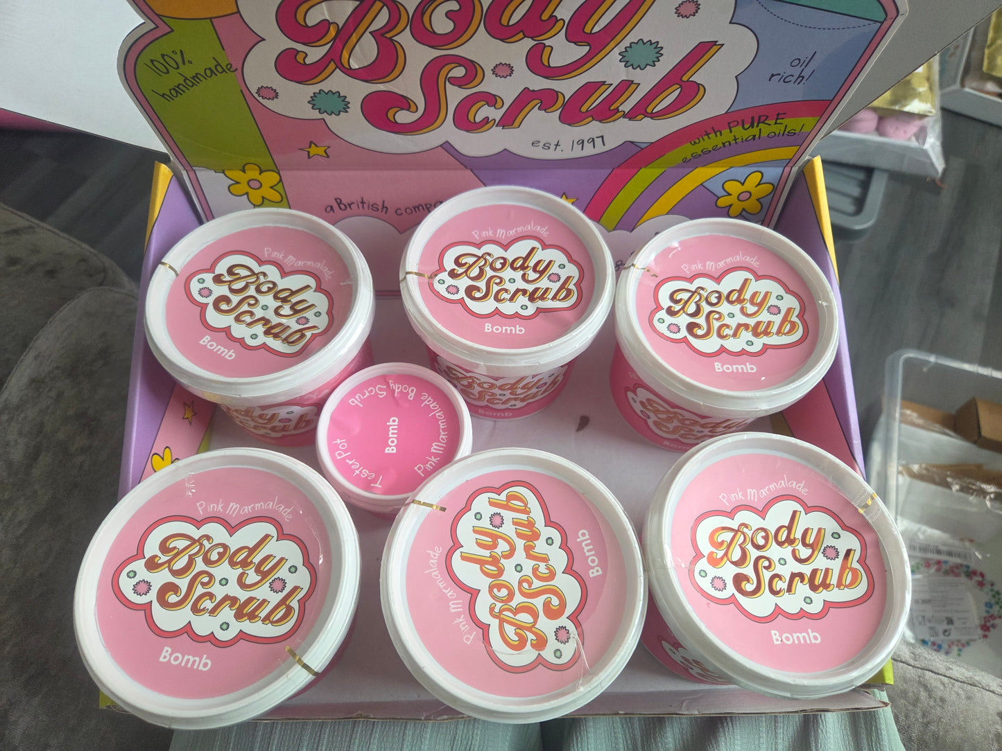 Pink marmalade body scrub bomb cosmetics crazy lala's melts