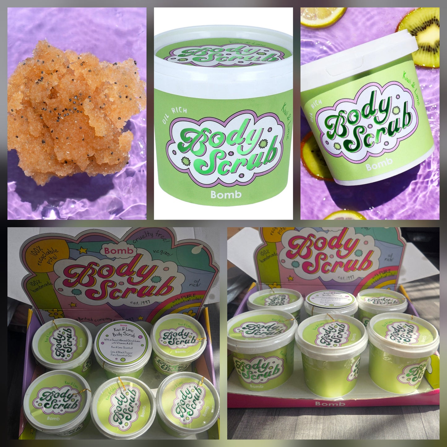 Kiwi & lime body scrub bomb cosmetics crazy lala's melts