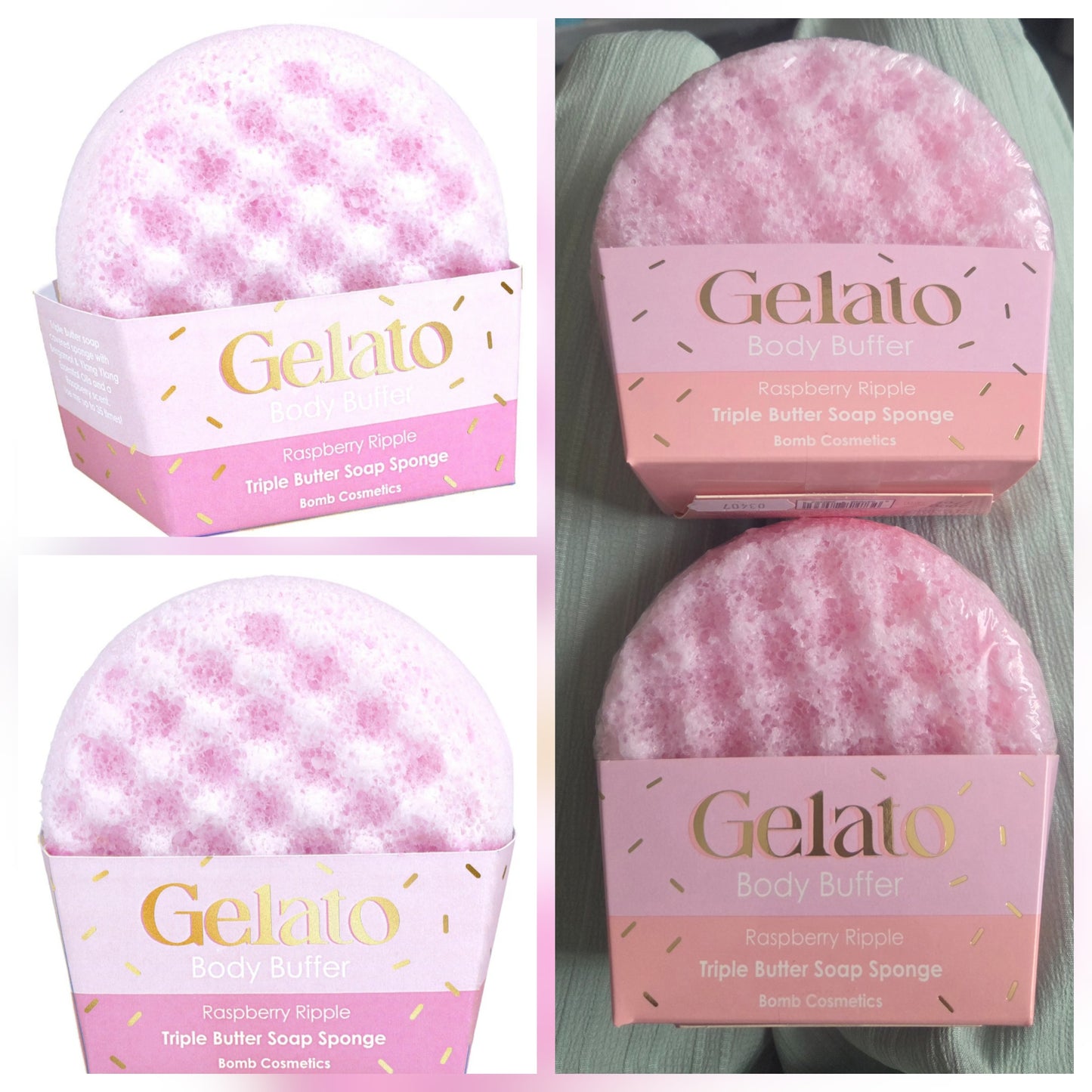 Raspberry Ripple Gelato body buffer bomb cosmetics crazy lala's melts